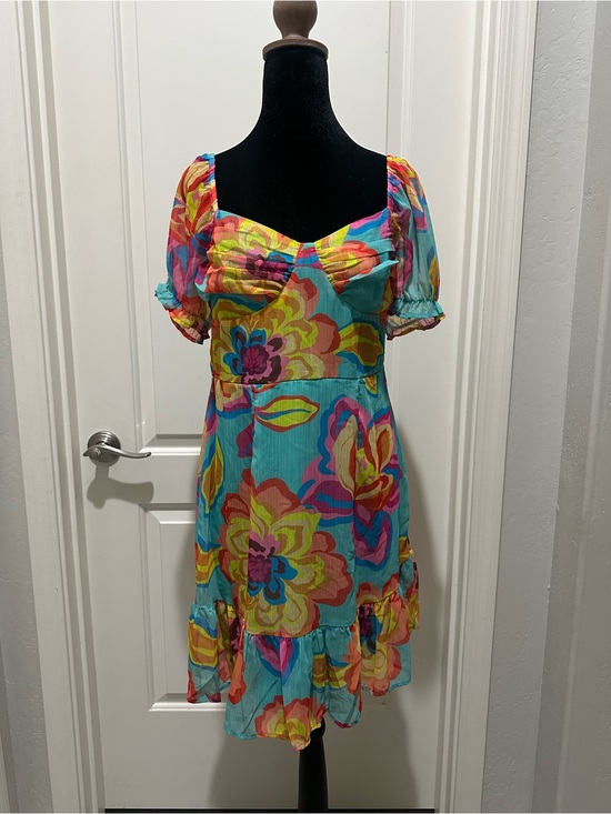 Gianni Bini Dresses & Skirts - Gianni Bini Turquoise Multi Floral Puff-Sleeve Mini Dress Bundle!
